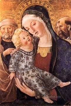 two boys singing Painting - Madonna With Child And Two Saints Sienese Francesco di Giorgio
